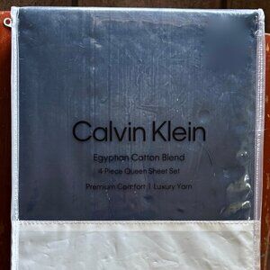 NEW CALVIN KLEIN Queen Size Sheet Set Egyptian Cotton Blend NAVY BLUE